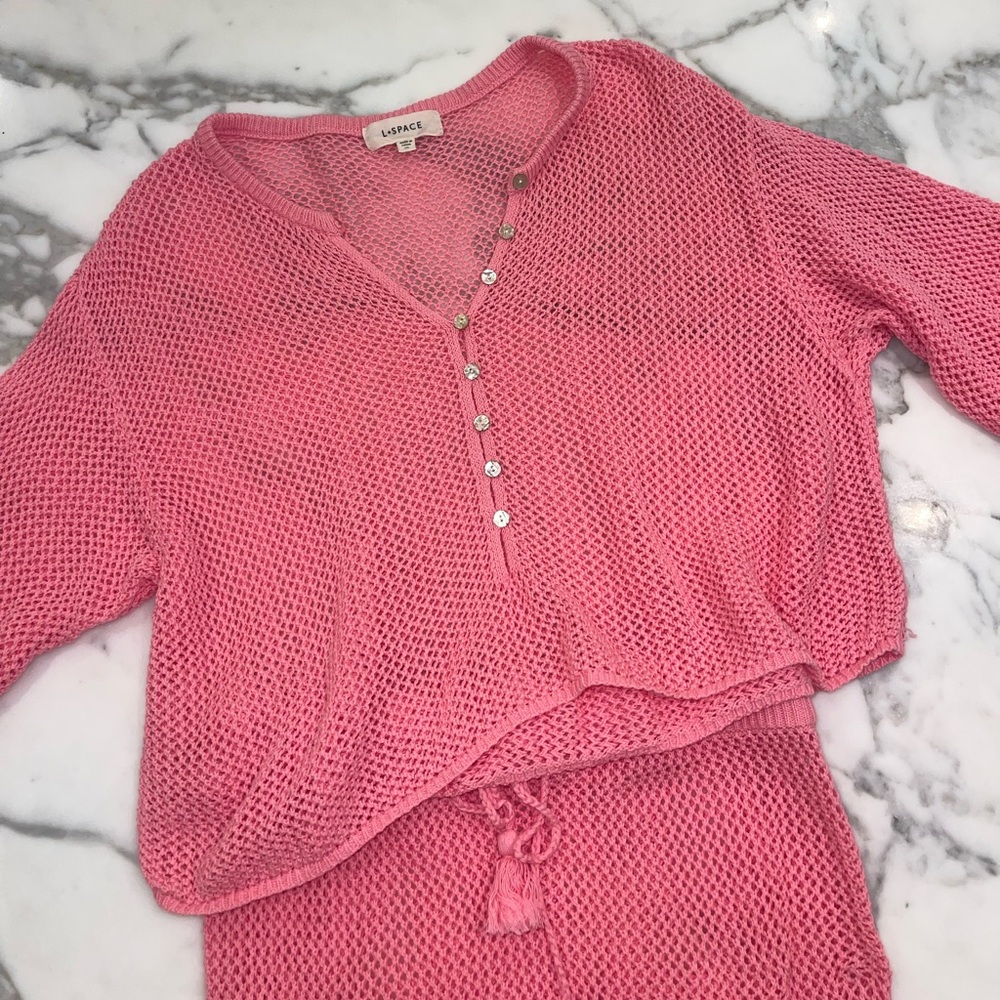 L*Space open knit cotton summer sweater and skirt set - Picture 2 of 11